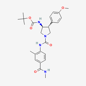 molecular formula C26H34N4O5 B7430533 tert-butyl N-[(3S,4R)-4-(4-methoxyphenyl)-1-[[2-methyl-4-(methylcarbamoyl)phenyl]carbamoyl]pyrrolidin-3-yl]carbamate 