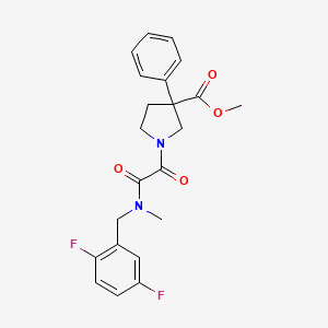 molecular formula C22H22F2N2O4 B7430648 Methyl 1-[2-[(2,5-difluorophenyl)methyl-methylamino]-2-oxoacetyl]-3-phenylpyrrolidine-3-carboxylate 