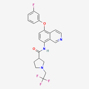 molecular formula C22H19F4N3O2 B7430717 N-[5-(3-fluorophenoxy)isoquinolin-8-yl]-1-(2,2,2-trifluoroethyl)pyrrolidine-3-carboxamide 