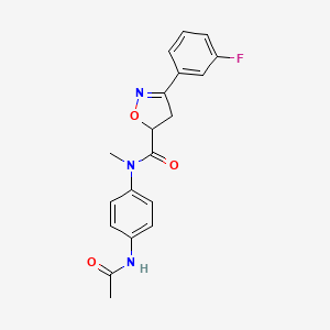 molecular formula C19H18FN3O3 B7430726 N-(4-acetamidophenyl)-3-(3-fluorophenyl)-N-methyl-4,5-dihydro-1,2-oxazole-5-carboxamide 