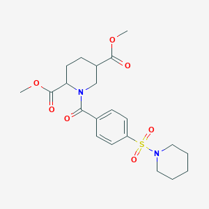molecular formula C21H28N2O7S B7430770 Dimethyl 1-(4-piperidin-1-ylsulfonylbenzoyl)piperidine-2,5-dicarboxylate 