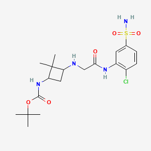 molecular formula C19H29ClN4O5S B7433106 tert-butyl N-[3-[[2-(2-chloro-5-sulfamoylanilino)-2-oxoethyl]amino]-2,2-dimethylcyclobutyl]carbamate 