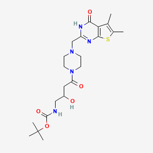 molecular formula C22H33N5O5S B7433114 tert-butyl N-[4-[4-[(5,6-dimethyl-4-oxo-3H-thieno[2,3-d]pyrimidin-2-yl)methyl]piperazin-1-yl]-2-hydroxy-4-oxobutyl]carbamate 