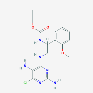 molecular formula C18H25ClN6O3 B7433723 tert-butyl N-[2-[(2,5-diamino-6-chloropyrimidin-4-yl)amino]-1-(2-methoxyphenyl)ethyl]carbamate 