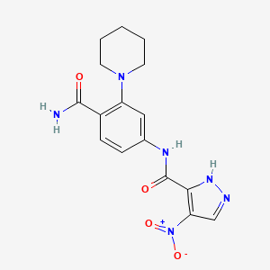 molecular formula C16H18N6O4 B7434022 N-(4-carbamoyl-3-piperidin-1-ylphenyl)-4-nitro-1H-pyrazole-5-carboxamide 