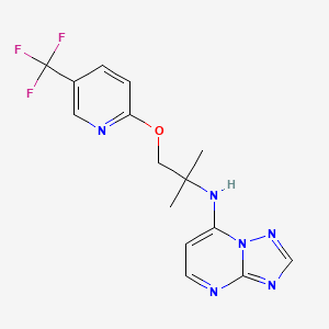 molecular formula C15H15F3N6O B7434898 N-[2-methyl-1-[5-(trifluoromethyl)pyridin-2-yl]oxypropan-2-yl]-[1,2,4]triazolo[1,5-a]pyrimidin-7-amine 