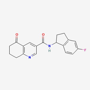 molecular formula C19H17FN2O2 B7435942 N-(5-fluoro-2,3-dihydro-1H-inden-1-yl)-5-oxo-7,8-dihydro-6H-quinoline-3-carboxamide 