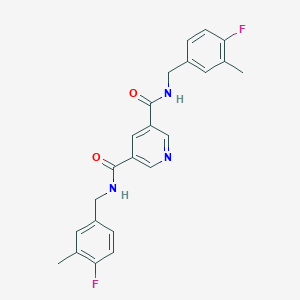 molecular formula C23H21F2N3O2 B7437396 3-N,5-N-bis[(4-fluoro-3-methylphenyl)methyl]pyridine-3,5-dicarboxamide 
