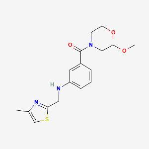 molecular formula C17H21N3O3S B7438890 (2-Methoxymorpholin-4-yl)-[3-[(4-methyl-1,3-thiazol-2-yl)methylamino]phenyl]methanone 