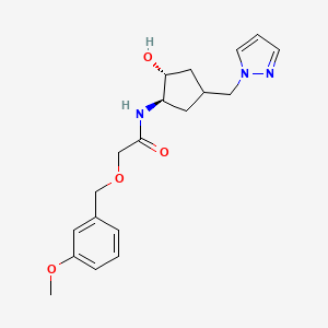 molecular formula C19H25N3O4 B7439688 N-[(1R,2R)-2-hydroxy-4-(pyrazol-1-ylmethyl)cyclopentyl]-2-[(3-methoxyphenyl)methoxy]acetamide 