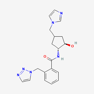 molecular formula C19H22N6O2 B7439725 N-[(1R,2R)-2-hydroxy-4-(imidazol-1-ylmethyl)cyclopentyl]-2-(triazol-1-ylmethyl)benzamide 