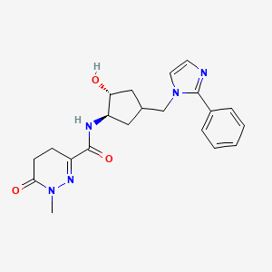 molecular formula C21H25N5O3 B7439736 N-[(1R,2R)-2-hydroxy-4-[(2-phenylimidazol-1-yl)methyl]cyclopentyl]-1-methyl-6-oxo-4,5-dihydropyridazine-3-carboxamide 