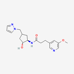 molecular formula C18H24N4O3 B7440075 N-[(1R,2R)-2-hydroxy-4-(pyrazol-1-ylmethyl)cyclopentyl]-3-(5-methoxypyridin-3-yl)propanamide 