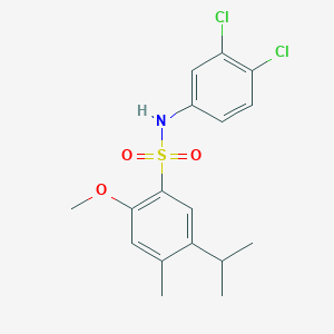 molecular formula C17H19Cl2NO3S B7440321 N-(3,4-dichlorophenyl)-2-methoxy-4-methyl-5-(propan-2-yl)benzene-1-sulfonamide 