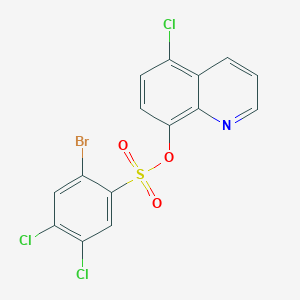 molecular formula C15H7BrCl3NO3S B7440407 5-Chloroquinolin-8-yl 2-bromo-4,5-dichlorobenzene-1-sulfonate 