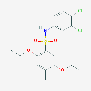 molecular formula C17H19Cl2NO4S B7440415 N-(3,4-dichlorophenyl)-2,5-diethoxy-4-methylbenzene-1-sulfonamide 