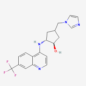 molecular formula C19H19F3N4O B7440674 (1R,2R)-4-(imidazol-1-ylmethyl)-2-[[7-(trifluoromethyl)quinolin-4-yl]amino]cyclopentan-1-ol 