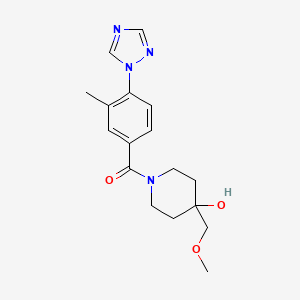 molecular formula C17H22N4O3 B7442106 [4-Hydroxy-4-(methoxymethyl)piperidin-1-yl]-[3-methyl-4-(1,2,4-triazol-1-yl)phenyl]methanone 
