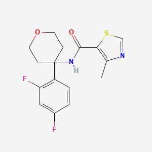 molecular formula C16H16F2N2O2S B7442132 N-[4-(2,4-difluorophenyl)oxan-4-yl]-4-methyl-1,3-thiazole-5-carboxamide 