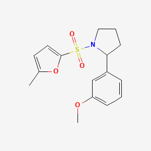 molecular formula C16H19NO4S B7442294 2-(3-Methoxyphenyl)-1-(5-methylfuran-2-yl)sulfonylpyrrolidine 