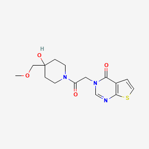 molecular formula C15H19N3O4S B7442295 3-[2-[4-Hydroxy-4-(methoxymethyl)piperidin-1-yl]-2-oxoethyl]thieno[2,3-d]pyrimidin-4-one 