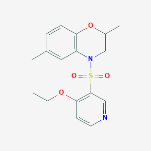 molecular formula C17H20N2O4S B7442389 4-(4-Ethoxypyridin-3-yl)sulfonyl-2,6-dimethyl-2,3-dihydro-1,4-benzoxazine 