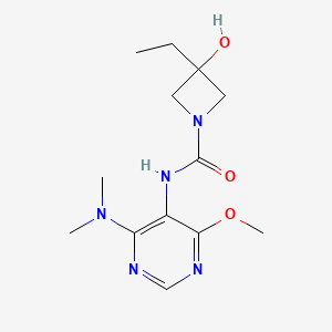 molecular formula C13H21N5O3 B7442742 N-[4-(dimethylamino)-6-methoxypyrimidin-5-yl]-3-ethyl-3-hydroxyazetidine-1-carboxamide 