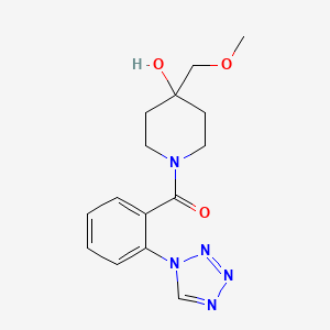 molecular formula C15H19N5O3 B7443029 [4-Hydroxy-4-(methoxymethyl)piperidin-1-yl]-[2-(tetrazol-1-yl)phenyl]methanone 