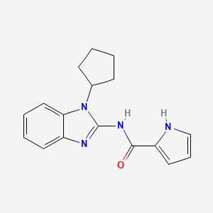 molecular formula C17H18N4O B7444963 N-(1-cyclopentylbenzimidazol-2-yl)-1H-pyrrole-2-carboxamide 