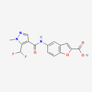 molecular formula C15H11F2N3O4 B7445015 5-[[5-(Difluoromethyl)-1-methylpyrazole-4-carbonyl]amino]-1-benzofuran-2-carboxylic acid 