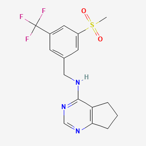 molecular formula C16H16F3N3O2S B7445615 N-[[3-methylsulfonyl-5-(trifluoromethyl)phenyl]methyl]-6,7-dihydro-5H-cyclopenta[d]pyrimidin-4-amine 