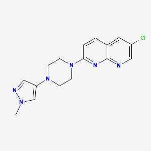 molecular formula C16H17ClN6 B7446002 6-Chloro-2-[4-(1-methylpyrazol-4-yl)piperazin-1-yl]-1,8-naphthyridine 