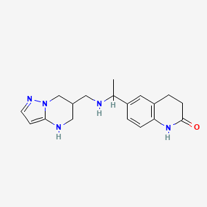 molecular formula C18H23N5O B7446304 6-[1-(4,5,6,7-tetrahydropyrazolo[1,5-a]pyrimidin-6-ylmethylamino)ethyl]-3,4-dihydro-1H-quinolin-2-one 