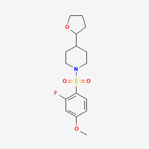 molecular formula C16H22FNO4S B7446693 1-(2-Fluoro-4-methoxyphenyl)sulfonyl-4-(oxolan-2-yl)piperidine 