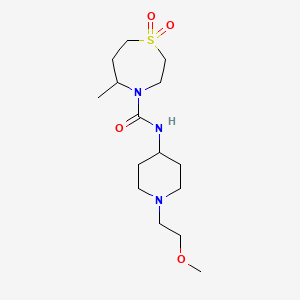 molecular formula C15H29N3O4S B7446704 N-[1-(2-methoxyethyl)piperidin-4-yl]-5-methyl-1,1-dioxo-1,4-thiazepane-4-carboxamide 