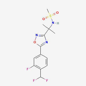 molecular formula C13H14F3N3O3S B7446891 N-[2-[5-[4-(difluoromethyl)-3-fluorophenyl]-1,2,4-oxadiazol-3-yl]propan-2-yl]methanesulfonamide 