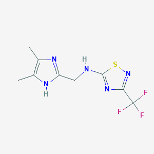 molecular formula C9H10F3N5S B7447290 N-[(4,5-dimethyl-1H-imidazol-2-yl)methyl]-3-(trifluoromethyl)-1,2,4-thiadiazol-5-amine 