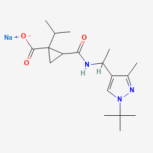 molecular formula C18H28N3NaO3 B7447579 Sodium;2-[1-(1-tert-butyl-3-methylpyrazol-4-yl)ethylcarbamoyl]-1-propan-2-ylcyclopropane-1-carboxylate 