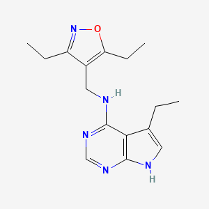 molecular formula C16H21N5O B7447622 N-[(3,5-diethyl-1,2-oxazol-4-yl)methyl]-5-ethyl-7H-pyrrolo[2,3-d]pyrimidin-4-amine 