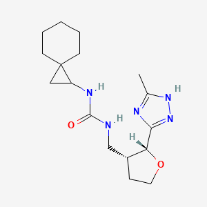 molecular formula C17H27N5O2 B7447682 1-[[(2R,3R)-2-(5-methyl-1H-1,2,4-triazol-3-yl)oxolan-3-yl]methyl]-3-spiro[2.5]octan-2-ylurea 