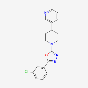 molecular formula C18H17ClN4O B7448043 2-(3-Chlorophenyl)-5-(4-pyridin-3-ylpiperidin-1-yl)-1,3,4-oxadiazole 