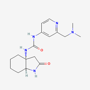 molecular formula C17H25N5O2 B7448068 1-[(3aR,7aS)-2-oxo-3,4,5,6,7,7a-hexahydro-1H-indol-3a-yl]-3-[2-[(dimethylamino)methyl]pyridin-4-yl]urea 