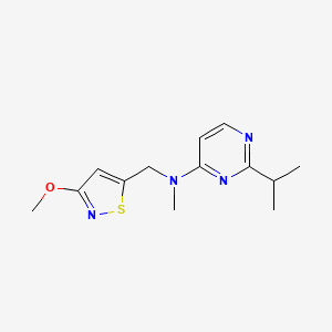 molecular formula C13H18N4OS B7448152 N-[(3-methoxy-1,2-thiazol-5-yl)methyl]-N-methyl-2-propan-2-ylpyrimidin-4-amine 