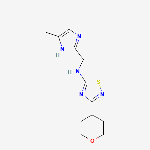 molecular formula C13H19N5OS B7448245 N-[(4,5-dimethyl-1H-imidazol-2-yl)methyl]-3-(oxan-4-yl)-1,2,4-thiadiazol-5-amine 