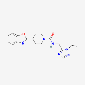 molecular formula C19H24N6O2 B7448706 N-[(2-ethyl-1,2,4-triazol-3-yl)methyl]-4-(7-methyl-1,3-benzoxazol-2-yl)piperidine-1-carboxamide 