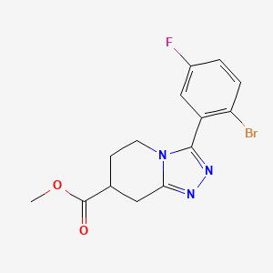 molecular formula C14H13BrFN3O2 B7449224 Methyl 3-(2-bromo-5-fluorophenyl)-5,6,7,8-tetrahydro-[1,2,4]triazolo[4,3-a]pyridine-7-carboxylate 