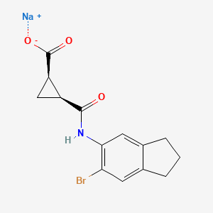 molecular formula C14H13BrNNaO3 B7449367 sodium;(1R,2S)-2-[(6-bromo-2,3-dihydro-1H-inden-5-yl)carbamoyl]cyclopropane-1-carboxylate 