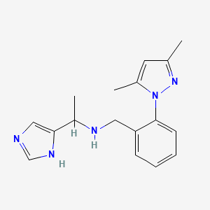 molecular formula C17H21N5 B7449687 N-[[2-(3,5-dimethylpyrazol-1-yl)phenyl]methyl]-1-(1H-imidazol-5-yl)ethanamine 