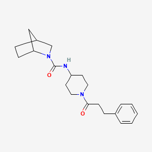 molecular formula C21H29N3O2 B7449991 N-[1-(3-phenylpropanoyl)piperidin-4-yl]-2-azabicyclo[2.2.1]heptane-2-carboxamide 