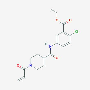 molecular formula C18H21ClN2O4 B7450155 Ethyl 2-chloro-5-[1-(prop-2-enoyl)piperidine-4-amido]benzoate 